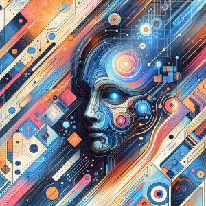 Business executive analyzing AI content generation tools and ROI metrics on computer dashboard